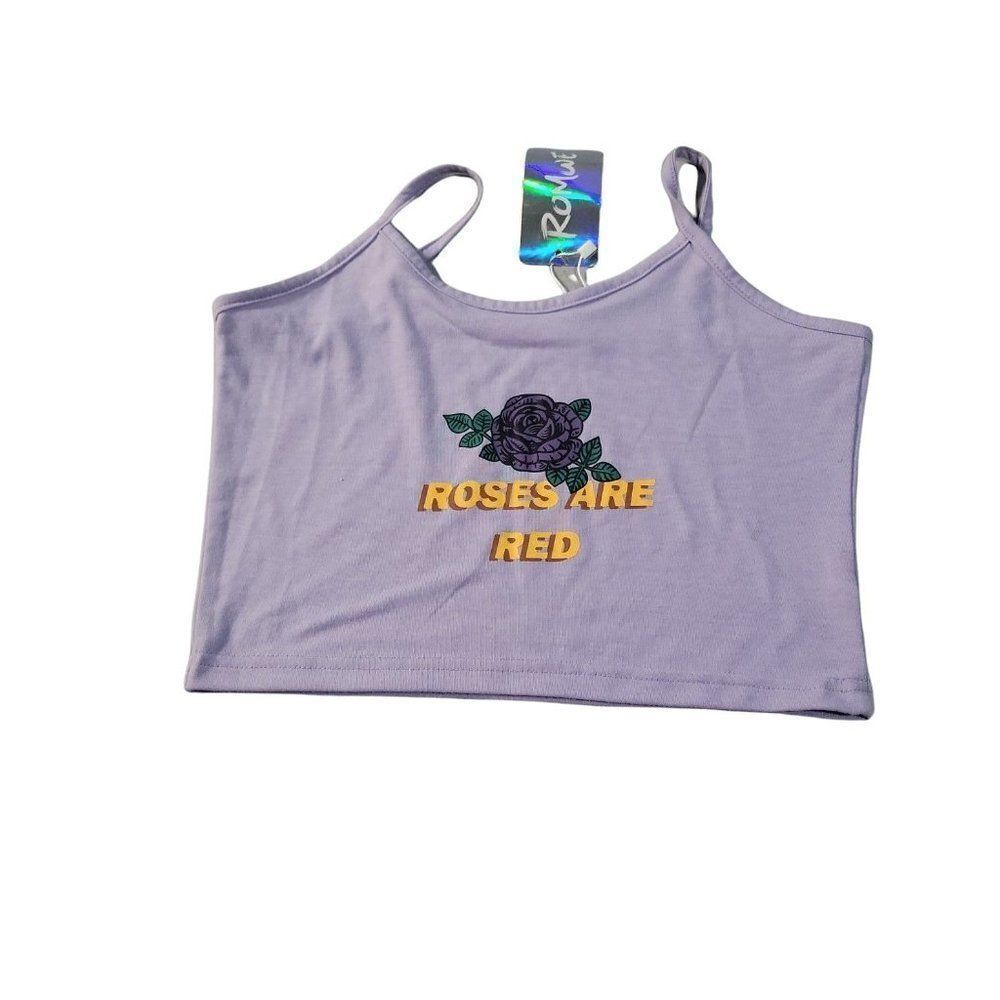Romwe Womens Purple Sleeveless Scoop Neck Casual Camisole Blouse Top Small